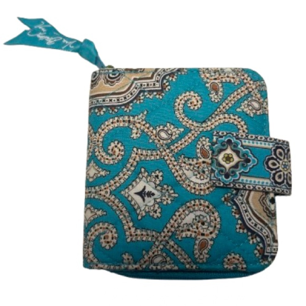Vera Bradley Mini Zip Wallet Totally Turquoise RARE Retired Pattern 2010 ID Slot